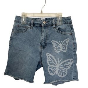 No boundaries Juniors Butterfly Shorts High Rise blue cutoff